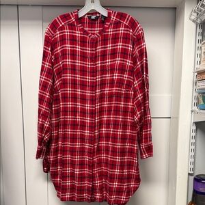 Lands End Flannel Red and White Plaid Women’s Shirt